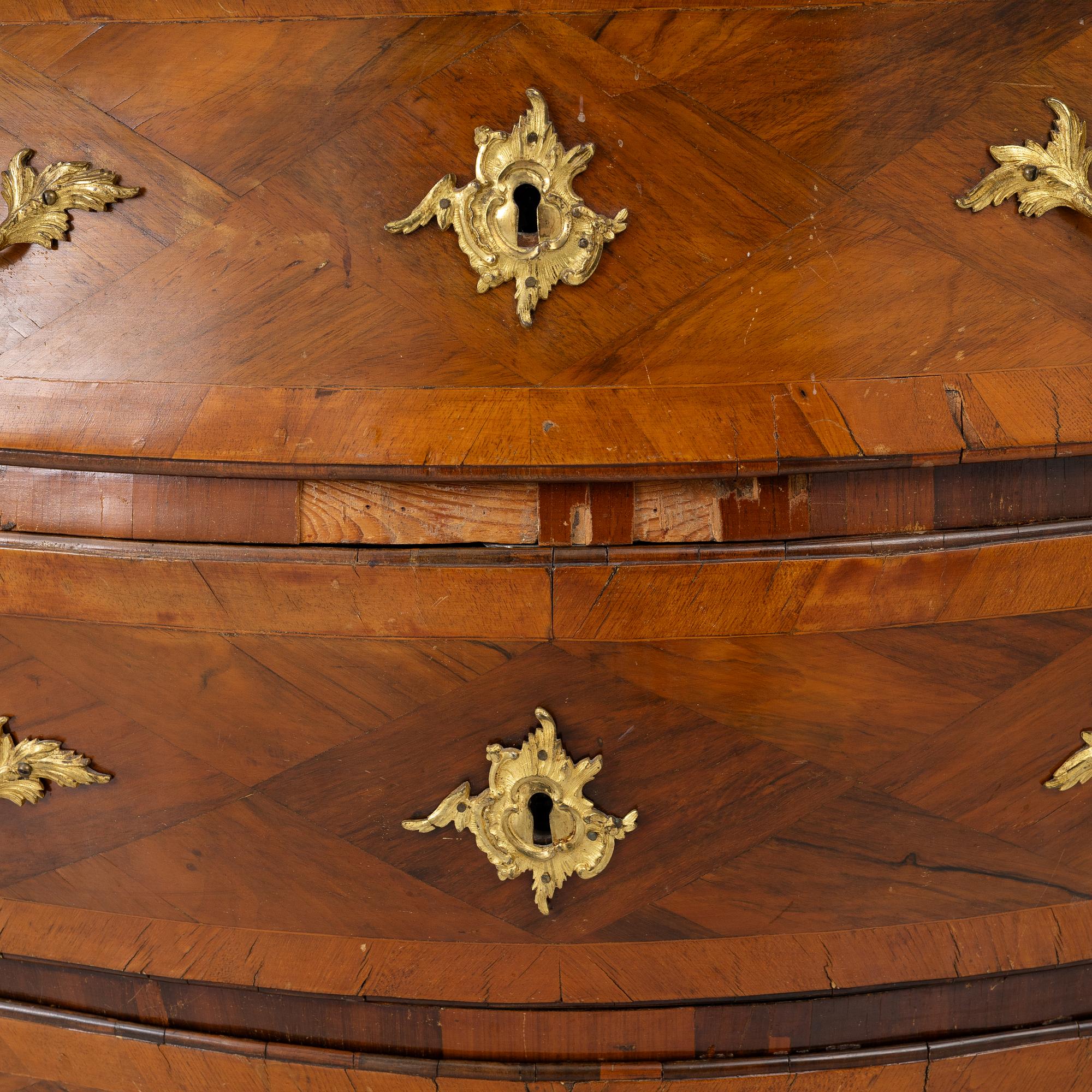 A rococo commode by S. J. Wilhelm (master in Stockholm 1759-82).