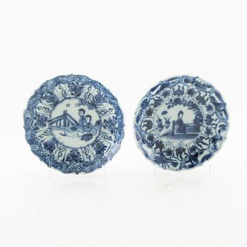 Two small blue and white dishes, Qing dynasty, Kangxi (1662-1722).
