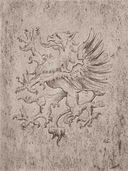 Hugo Simberg, linjeetsningar, 2 st. Den ena plåtsignerad.