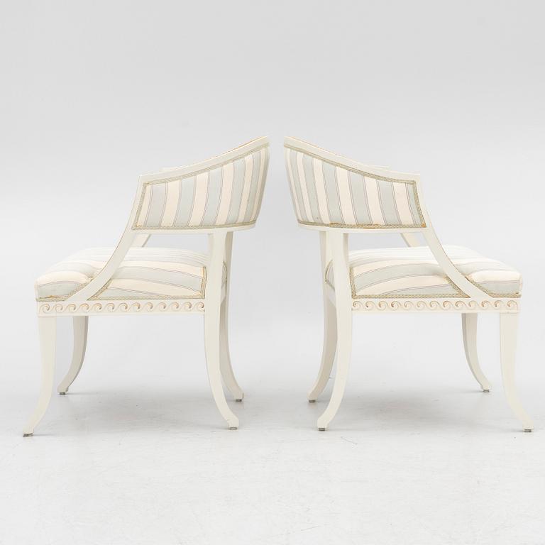 A pair of late-Gustavian armchairs, Sweden, 20th century.