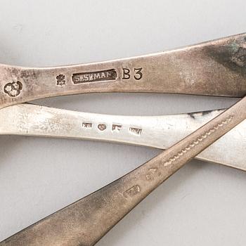 A set of seven 19th century silver spoons.