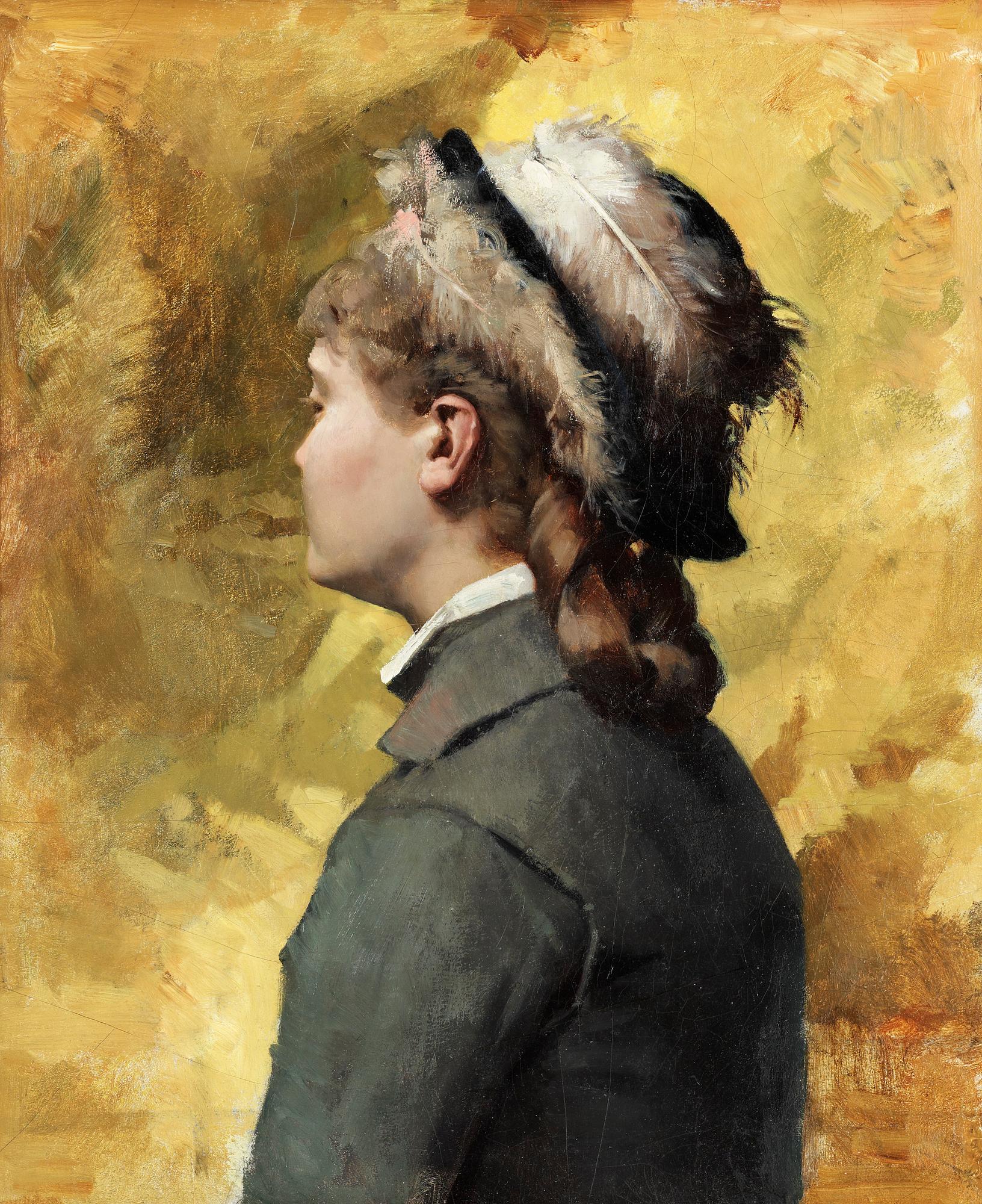 Albert Edelfelt, "Ung kvinna i grått" (Young woman in grey).