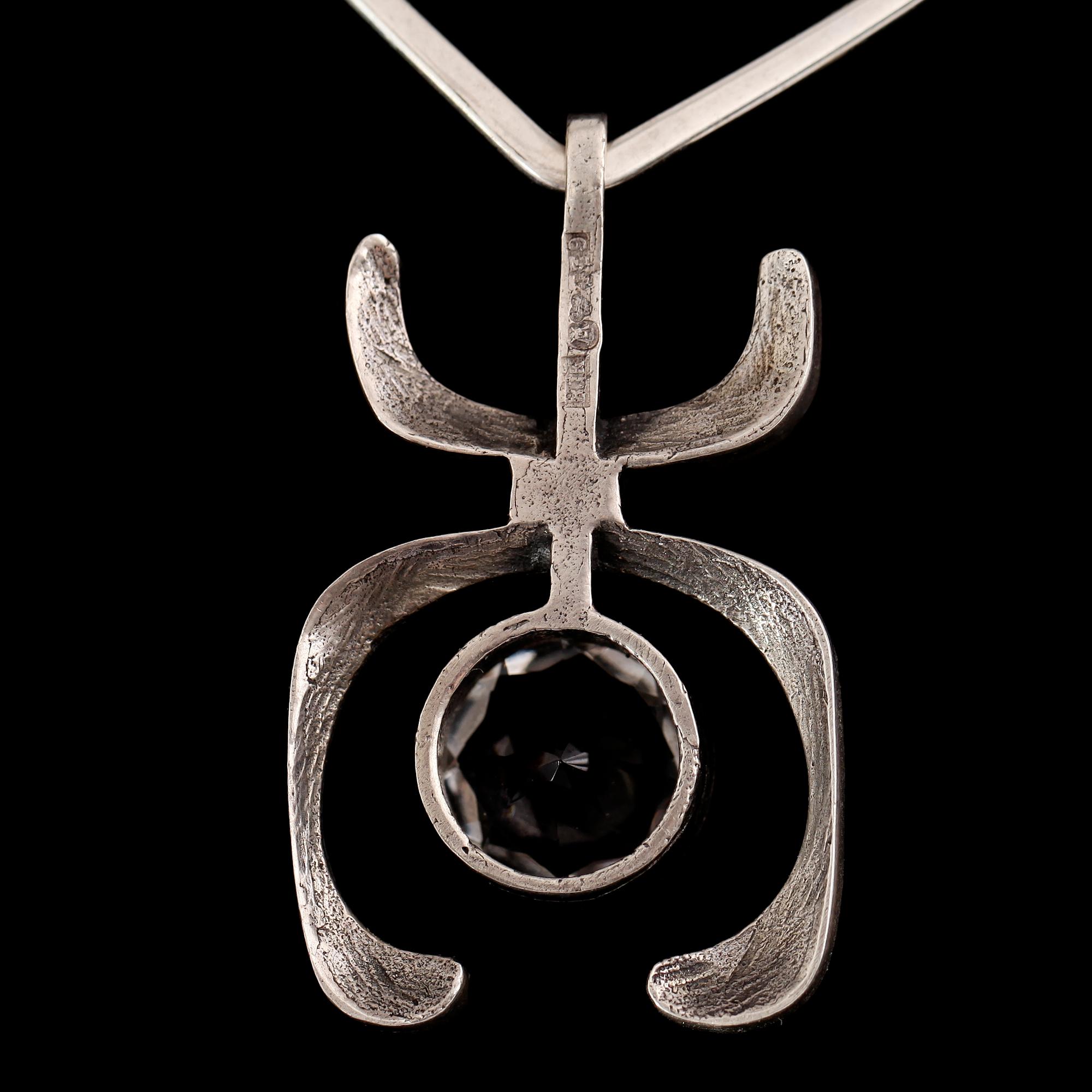 COLLIER, silver och sterlingsilver, hänge BJK Stockholm 1974.