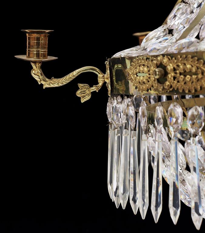 A Swedish Empire 1820/30's six-light chandelier.