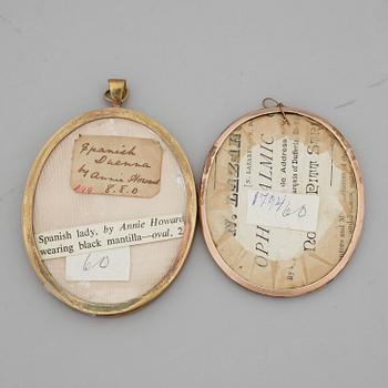 MINIATYRER, 2 st, bla Annie Howard, 17/1800-tal.