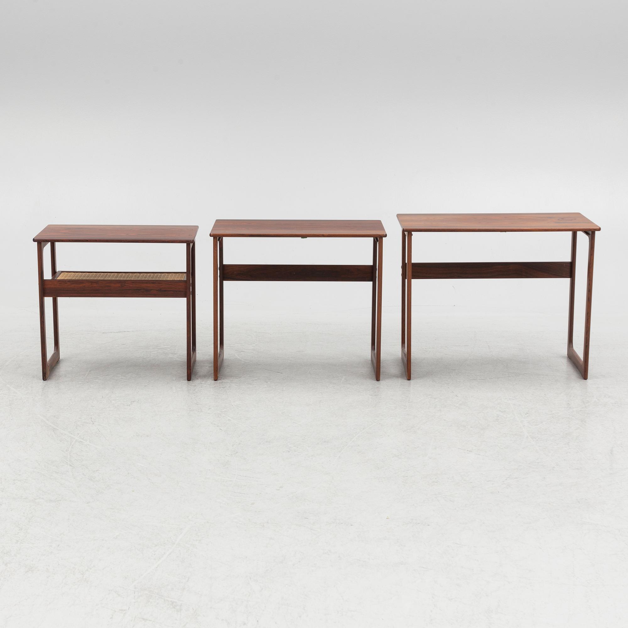 Johannes Andersen, nesting table, 3 pieces, CFC, Silkeborg, Denmark, 1950s/60s.