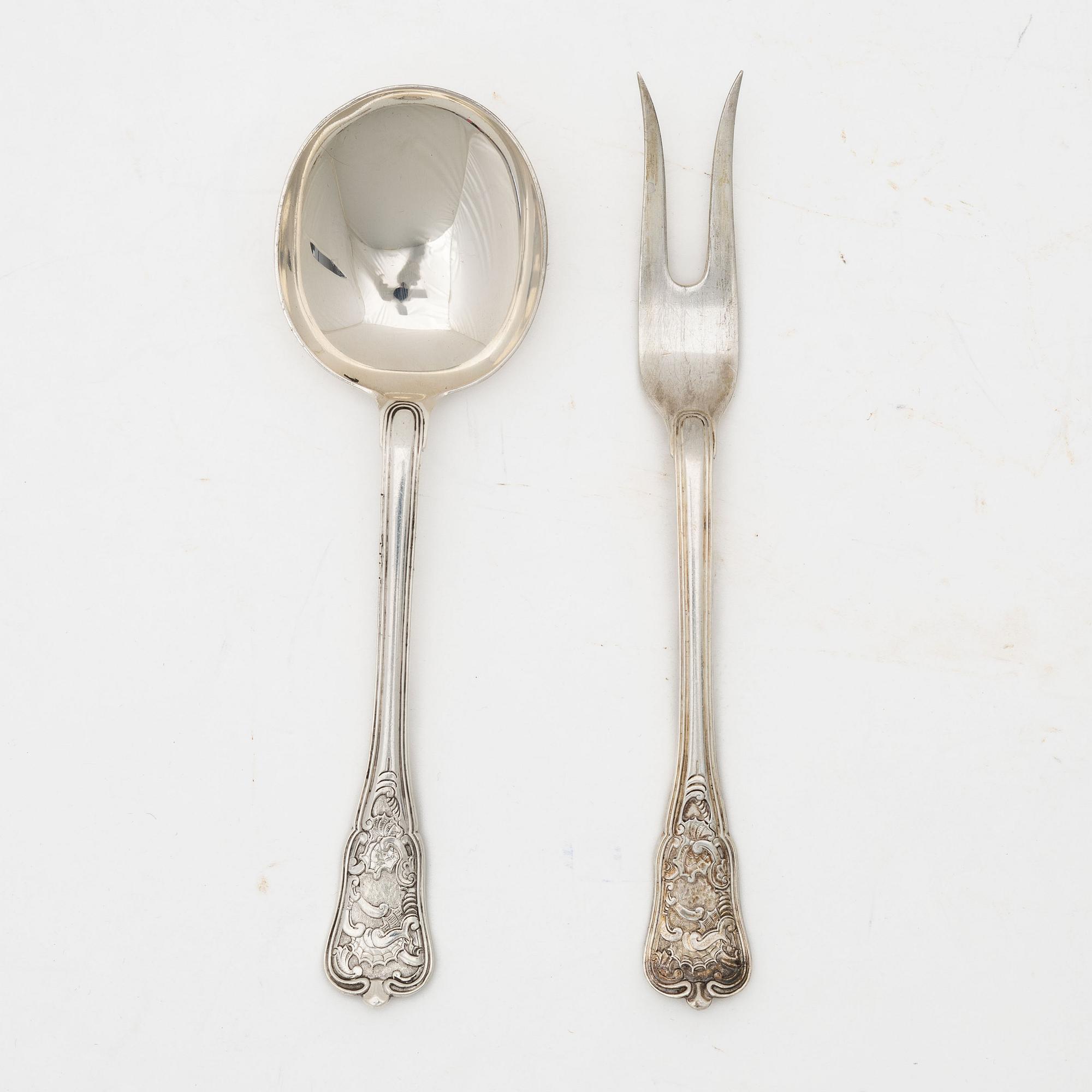 Ole Hagen, serving utensils, a pair, sterling silver, "Rosenborg", A Michelsen, Copenhagen circa 1960.