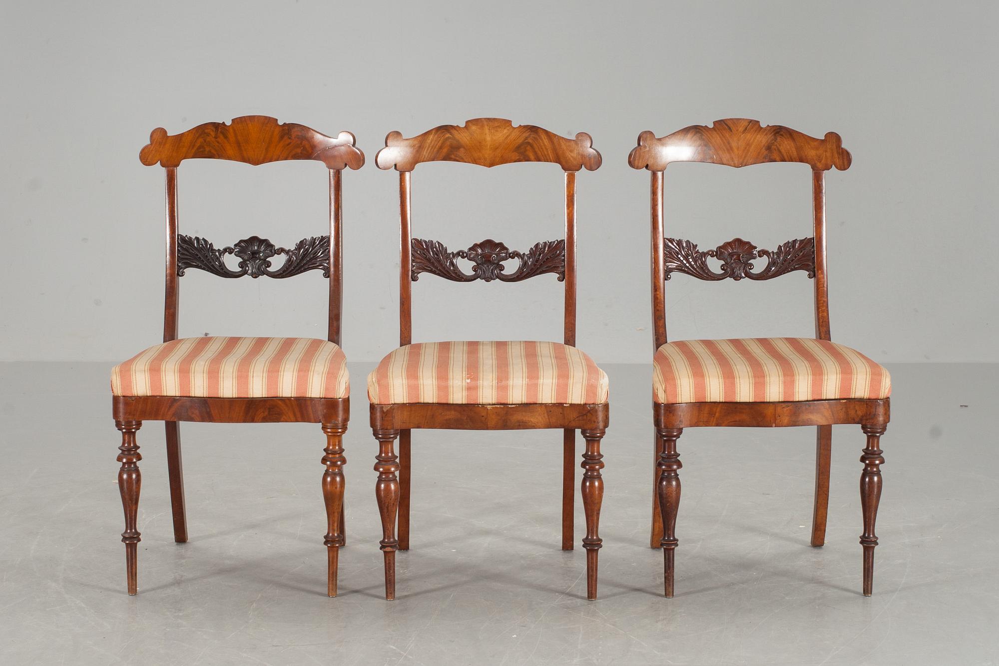 STOLAR, 3 stycken, senempire, 1800-talets andra hälft.