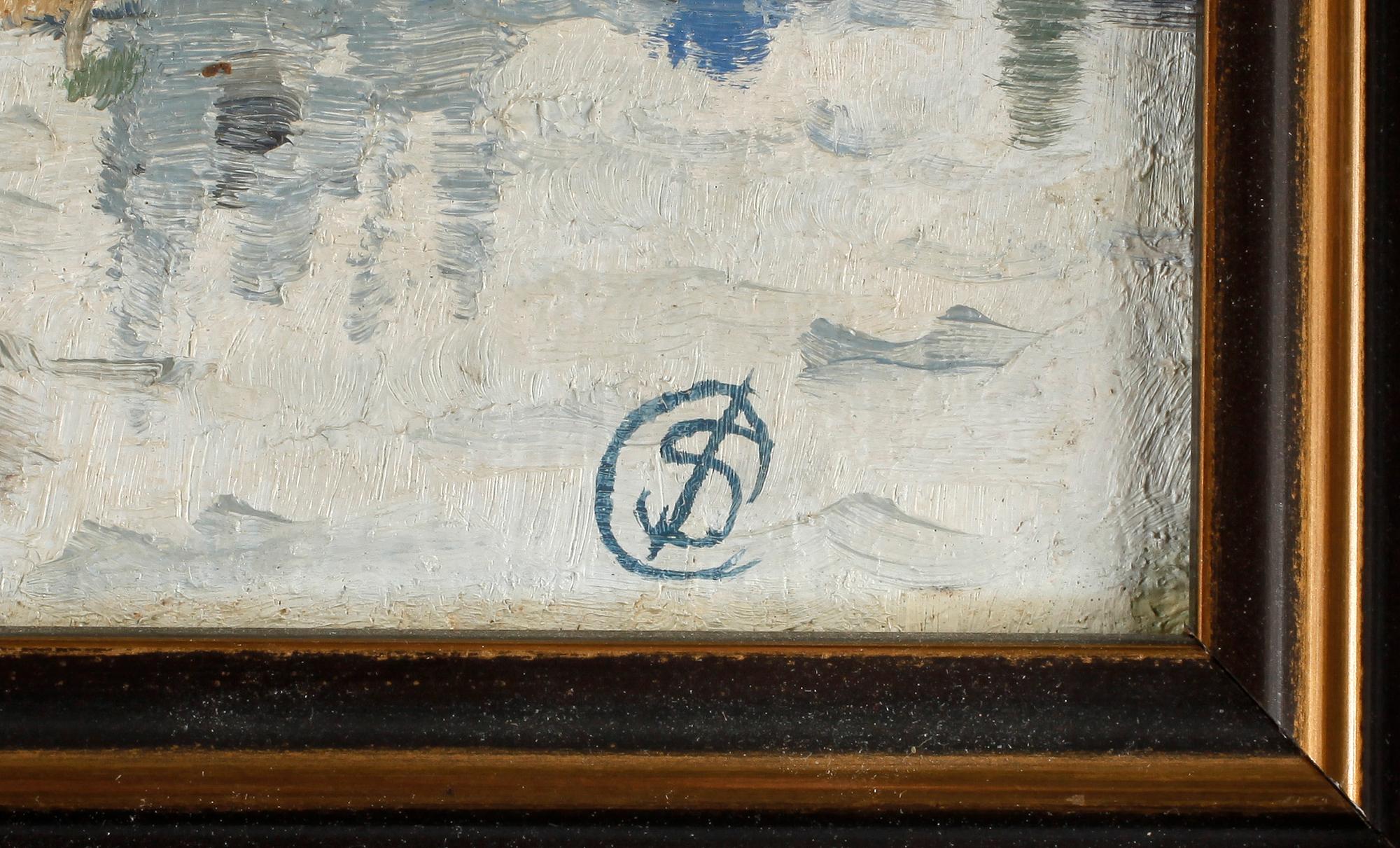 JENS SINDING CHRISTENSEN, olja på pannå, monogramsignerad.