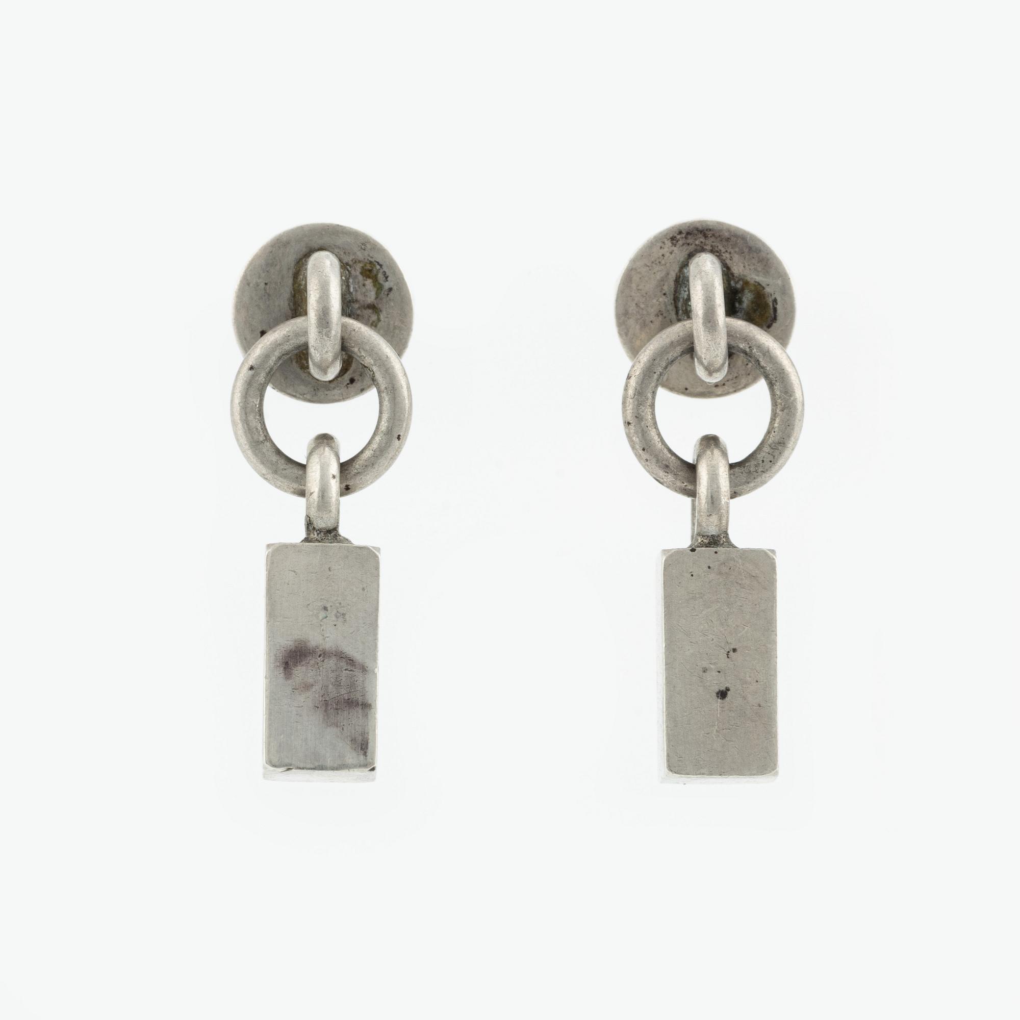 Wiwen Nilsson, örhängen, sterlingsilver, stavmodell. Lund 1963.