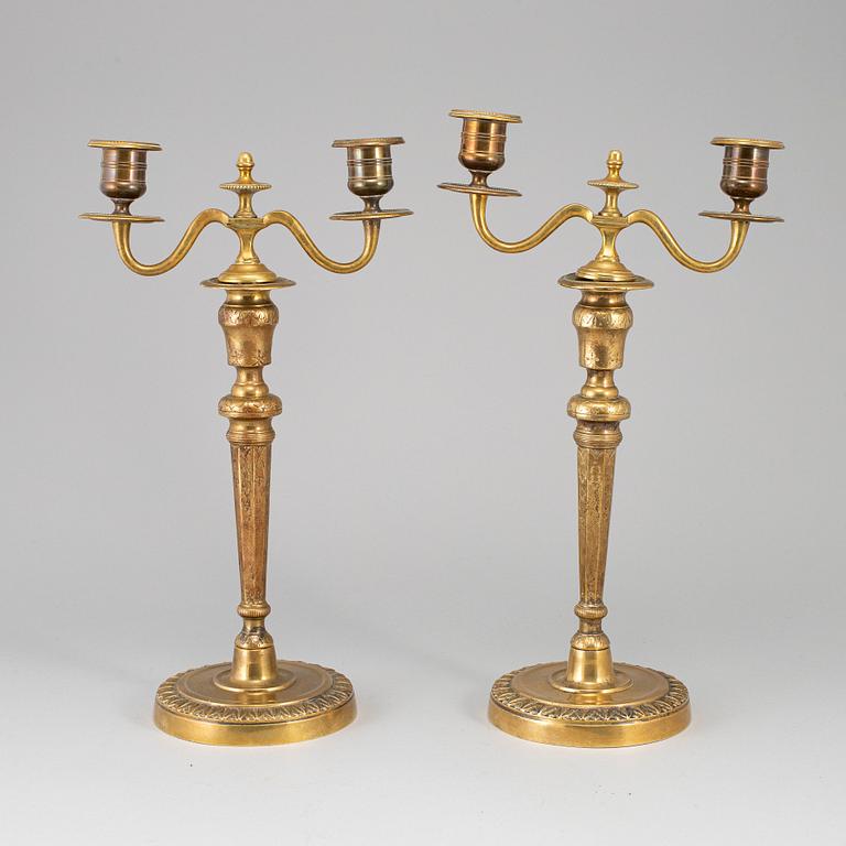 A pair of late gustavian candelabra, ca 1800.