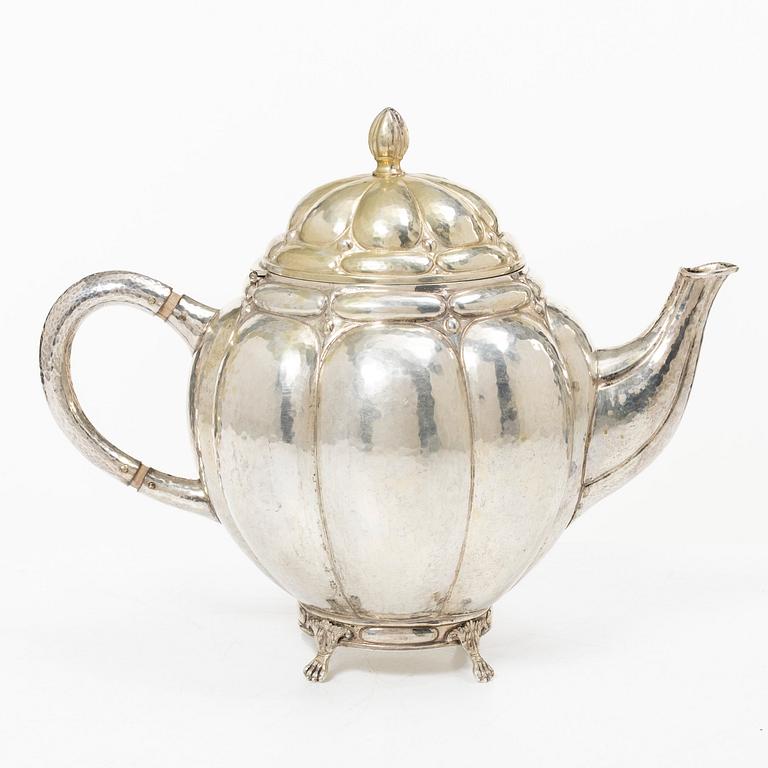 A silver teapot, with Swedish import marks, presumably 1920's-50s.