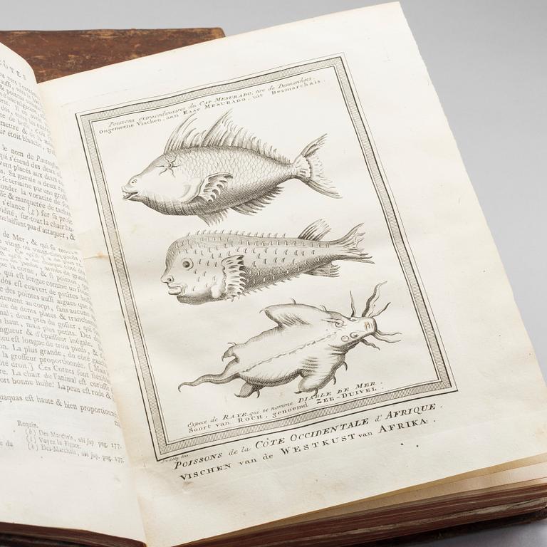 ANTOINE FRANCOIS PREVOST, "HISTORIE GENERALE DES VOYAGES... " 3 vol, utgivare Pierre d' Hondt 1747.