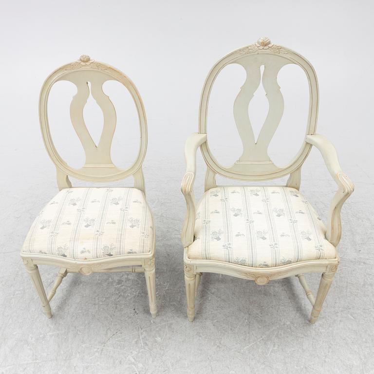 Twelve Gustavian style chairs, second half of the 20th Century.