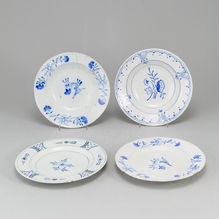 A set of four Swedish 18th Century faience dishes.