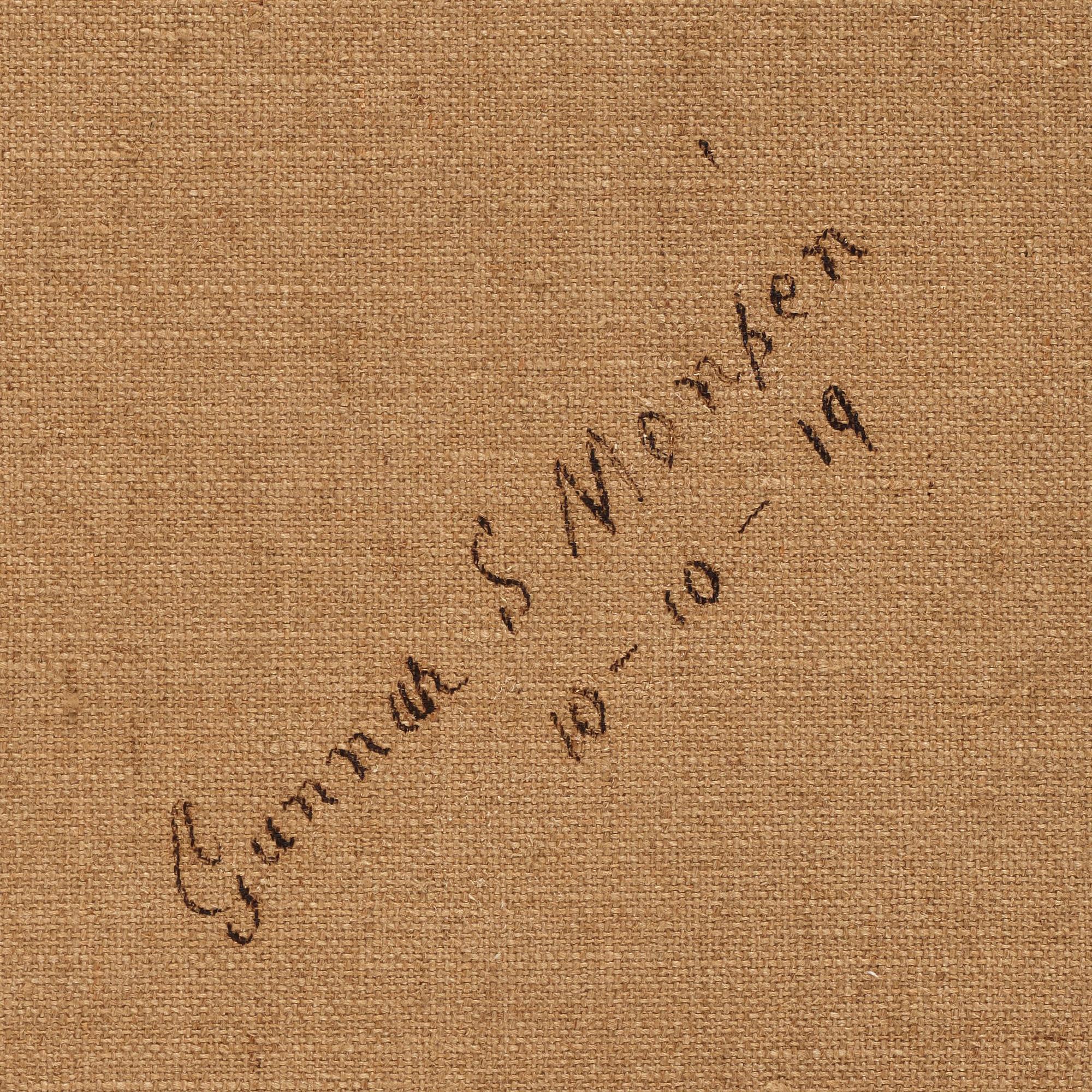 Johan Krouthén, Sommarlandskap med stuga, sjö och kor.
