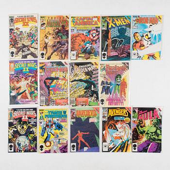 Serietidningar, 45 st, kompletta serier, Secret Wars I, II, III, Marvel, USA, 1984-88.