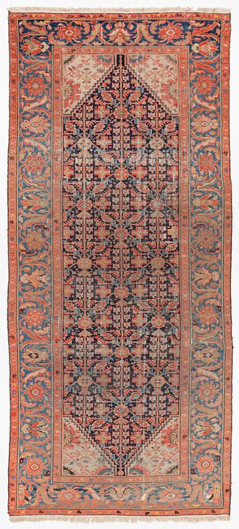 An antique Malayer carpet, west persia c 349 x 157 cm.