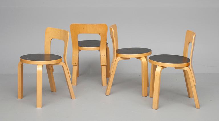 BARNSTOLAR, 4 st, modell 65, Alvar Aalto, Artek.