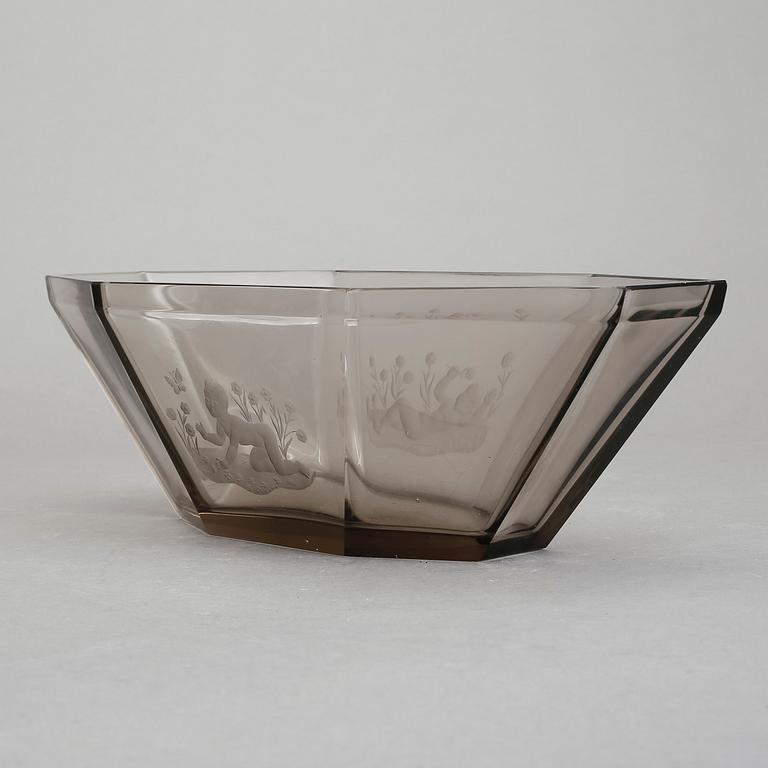 SKÅL, glas, Nils Landberg, Orrefors 1945.