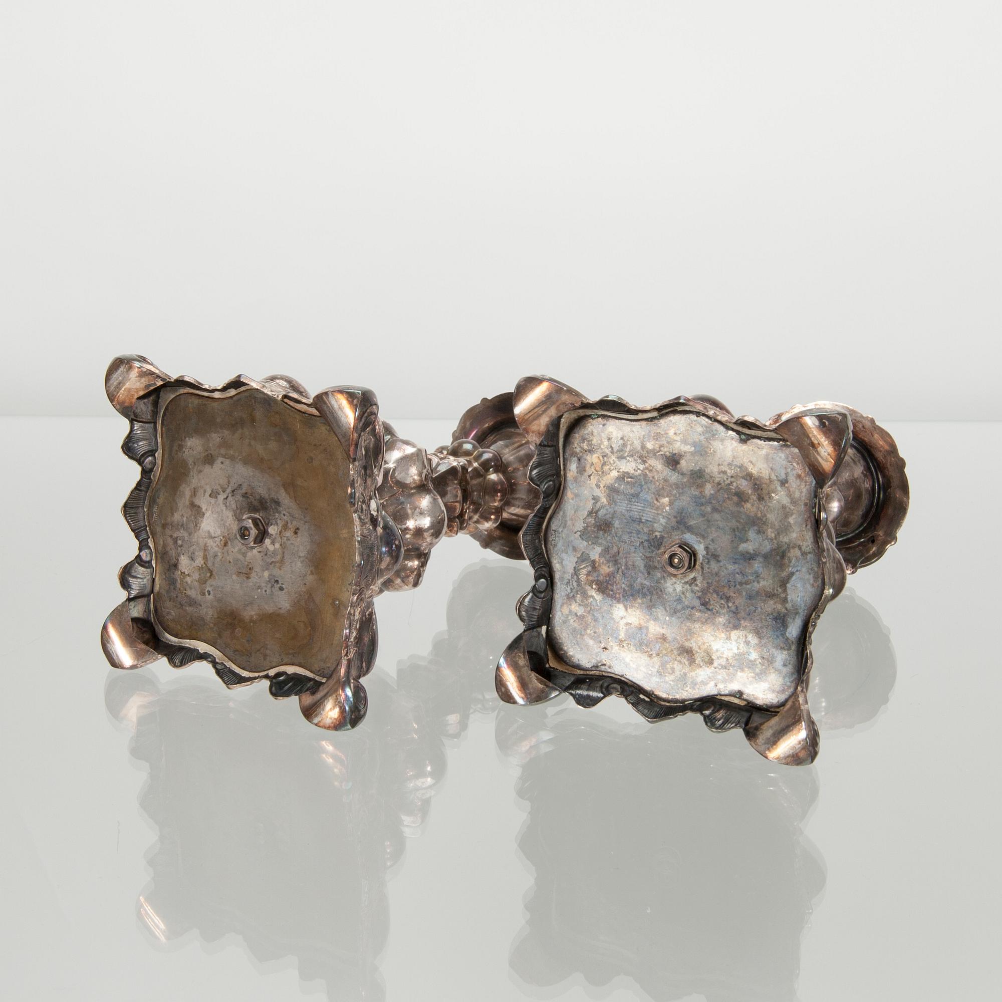 LJUSSTAKAR, ett par, silver, "Barock" Kultakeskus Tavastehus 1966.