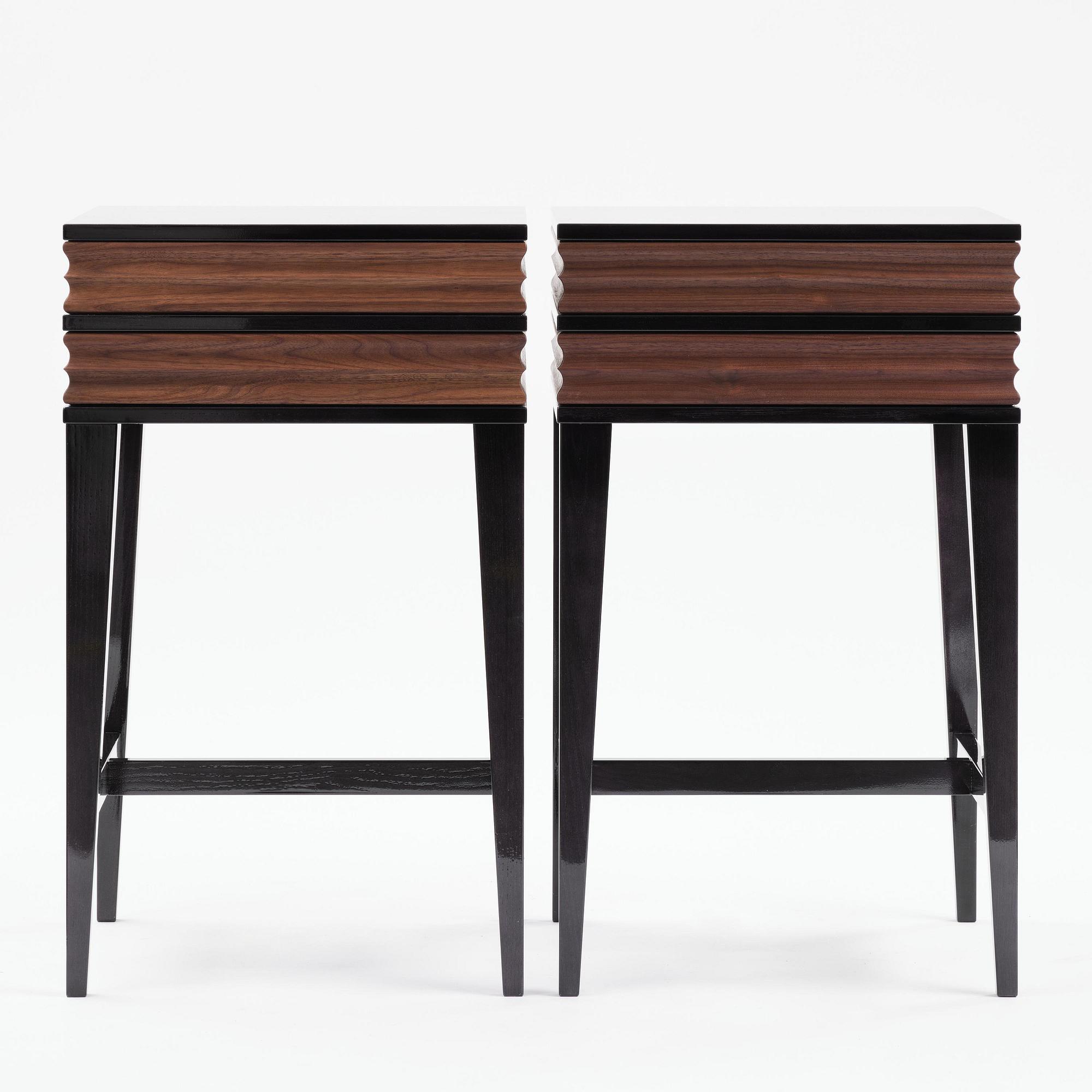Attila Suta, a pair of bedside tables, executed in his own studio, Stockholm, 2025.