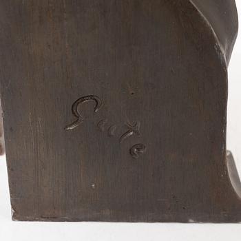 Axel Gute, two patinated metal bookends.