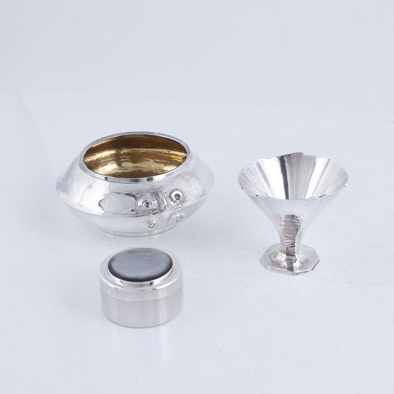 Three silver items, Sweden, 1960-1989.