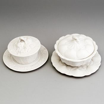 TWO BUTTER BOWLS, Gustafsberg, second half of the 19th century.