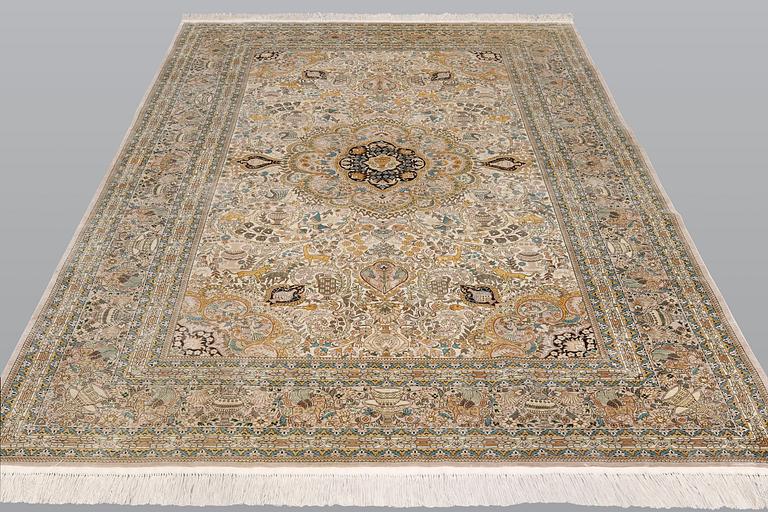 A pictoral orientalisk rug, ca 246 x 156 cm.