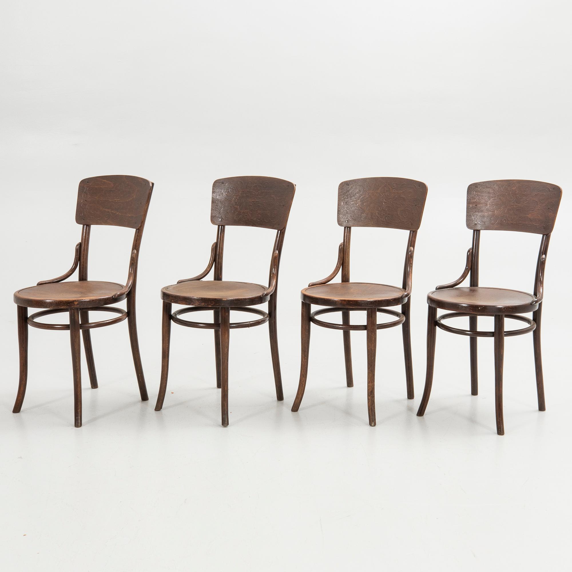 Thonet, chairs, 4 pcs, 20th century.