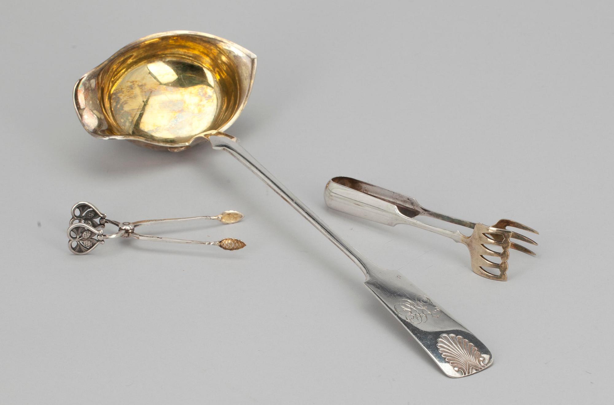 BESTICK, 3 delar, silver, Åbo och Tavastehus 1900-talets första hälft. Tot. vikt 197 g.