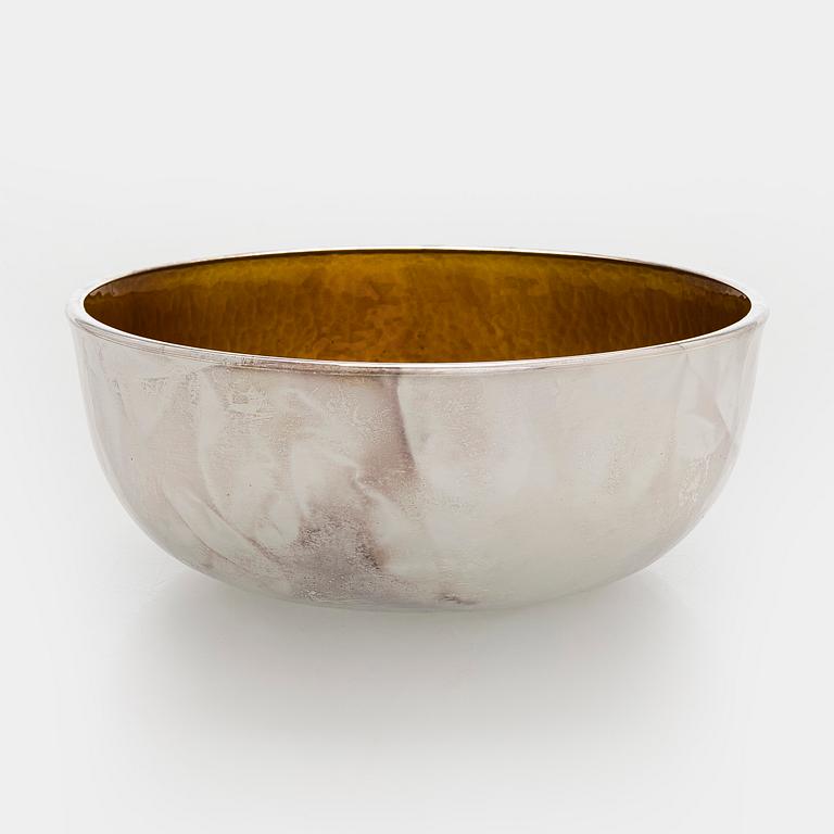 A set of three sterling silver and enamel bowls, maker's mark of A. Tillander, Turku 2005.