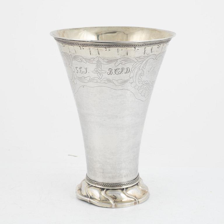 A Swedish Parcel Gilt Silver Beaker, mark of Simson Ryberg, Stockholm 1776.