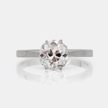 1140. An old cushion-cut diamond solitaire ring.