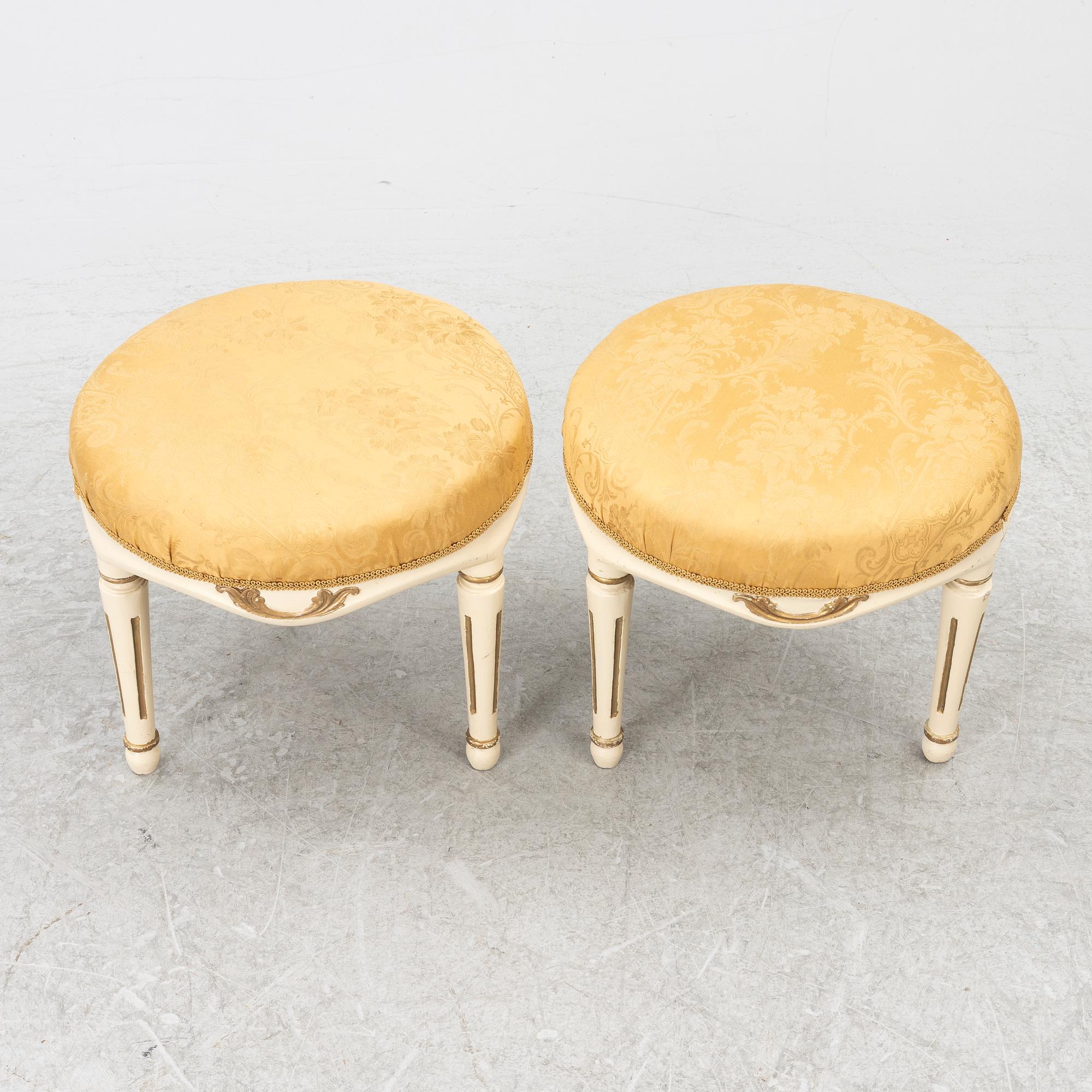 A pair of Gustavian stools, Sweden, late 18th century.