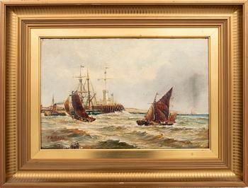 Thomas Bush Hardy, his art Ships by a lighthouse.