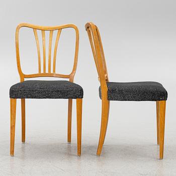 A dining table with six chairs, Sweden, 1940's.