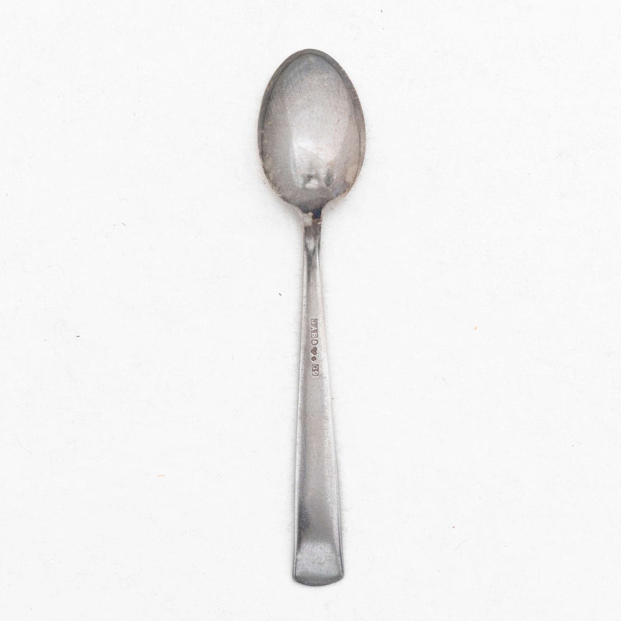Jacob Ängman, 13 silver coffee spoons, 'Rosenholm', GAB, Stockholm, 1951-61.