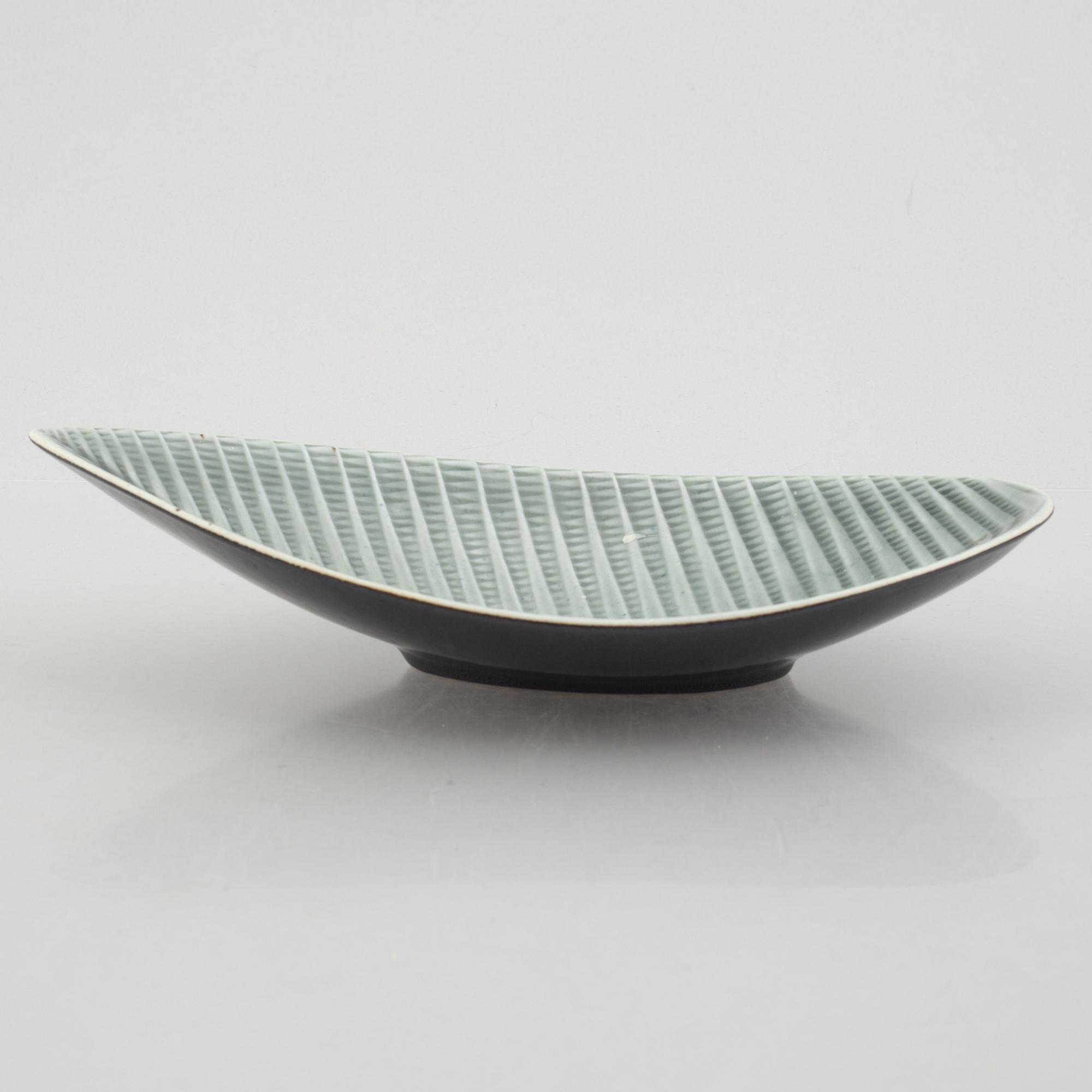 Stig Lindberg, six "Reptil" dishes and vases, Gustavsberg, Sweden, 1953-63.