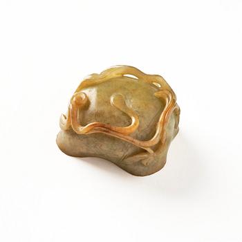 Penselbad och bältesspänne, nefrit.  Qingdynastin.