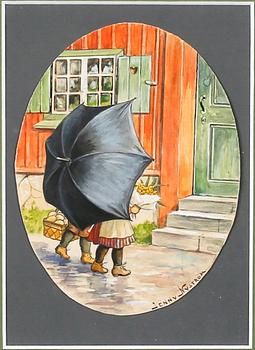 JENNY NYSTRÖM, gouache, signed.