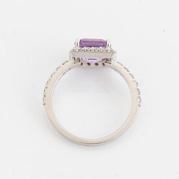 Amethyst and brilliant cut diamond ring.