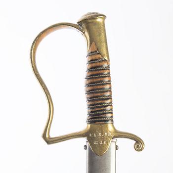 Sabel, svensk, m/1889 för artilleriet, med balja,.