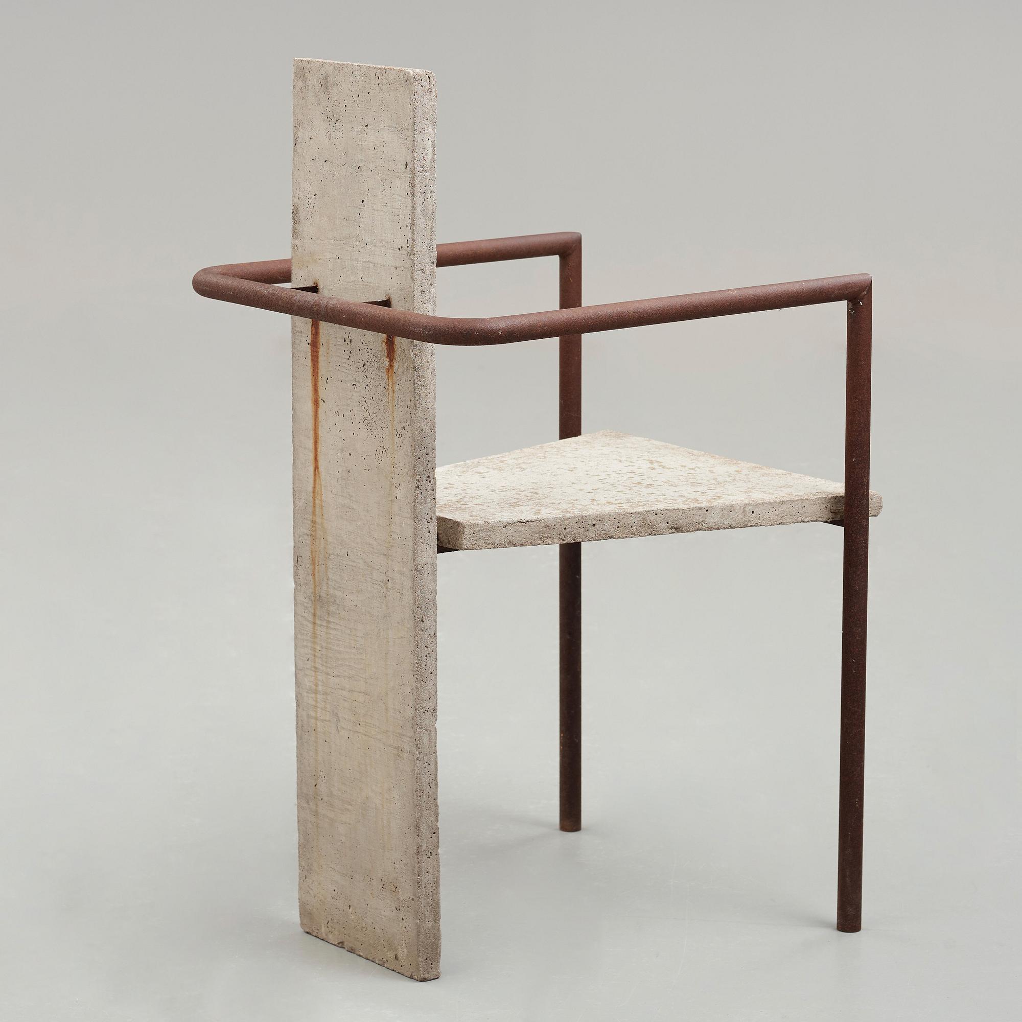 Jonas Bohlin, a "Concrete" armchair, Källemo, Värnamo, Sweden 1981.