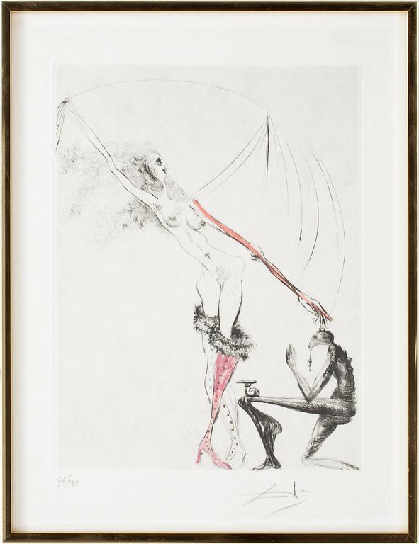 SALVADOR DALI, handkolorerad torrnål på japanpapper, signerad  med blindstämpel samt signerad o numrerad 76/145. 1969.