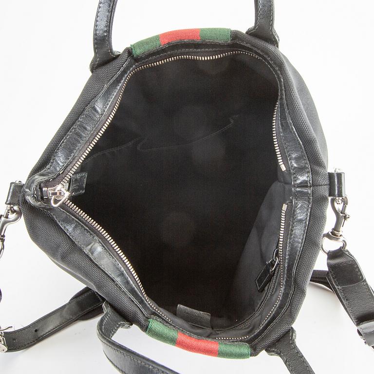 A Techno Web Stripe Canvas Tote  by Gucci.