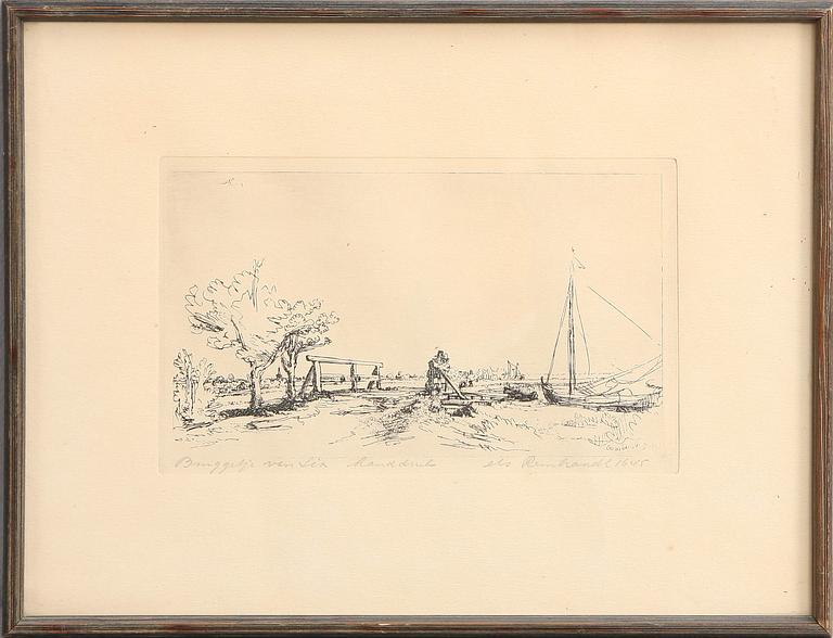 REMBRANDT HARMENSZ VAN RIJN, efter. Etsning.