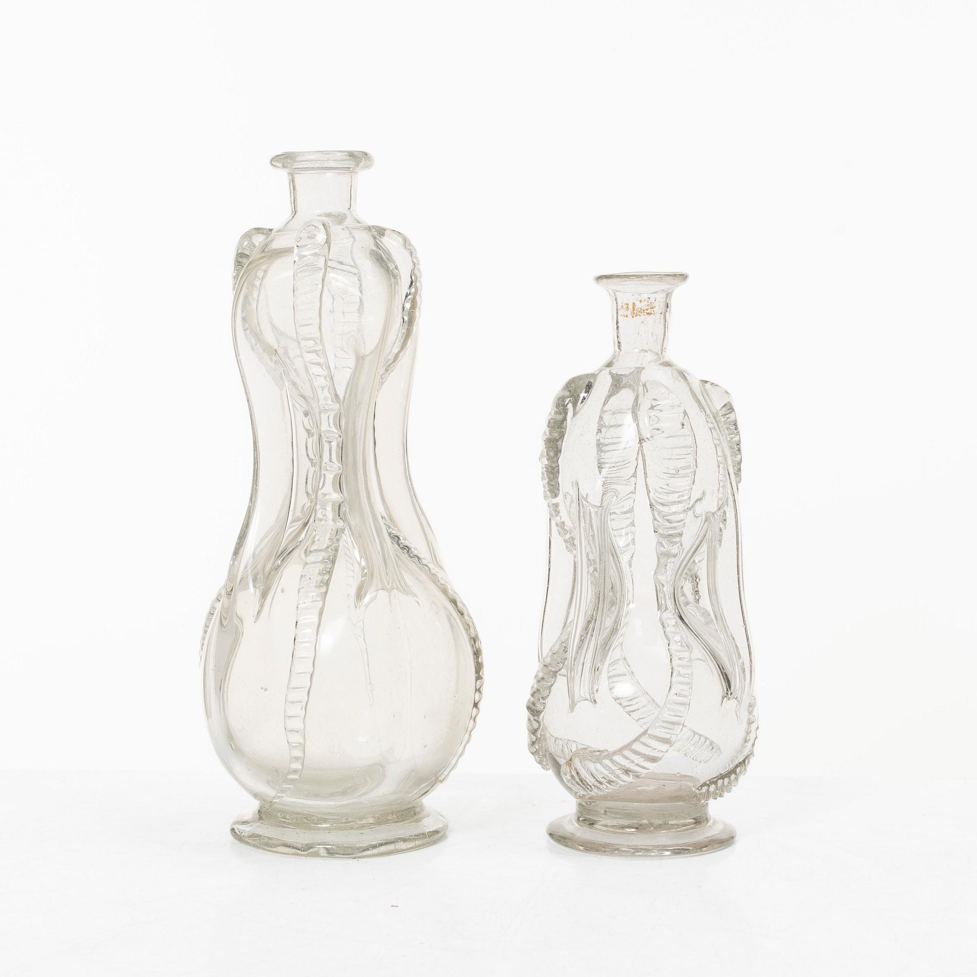 Kluckaflaskor, 2 st, 1800-tal.