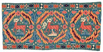 291. A CARRIAGE CUSHION, tapestry weave, "Kungahjorten", ca 50 x 104,5 cm, Scania (Sweden),